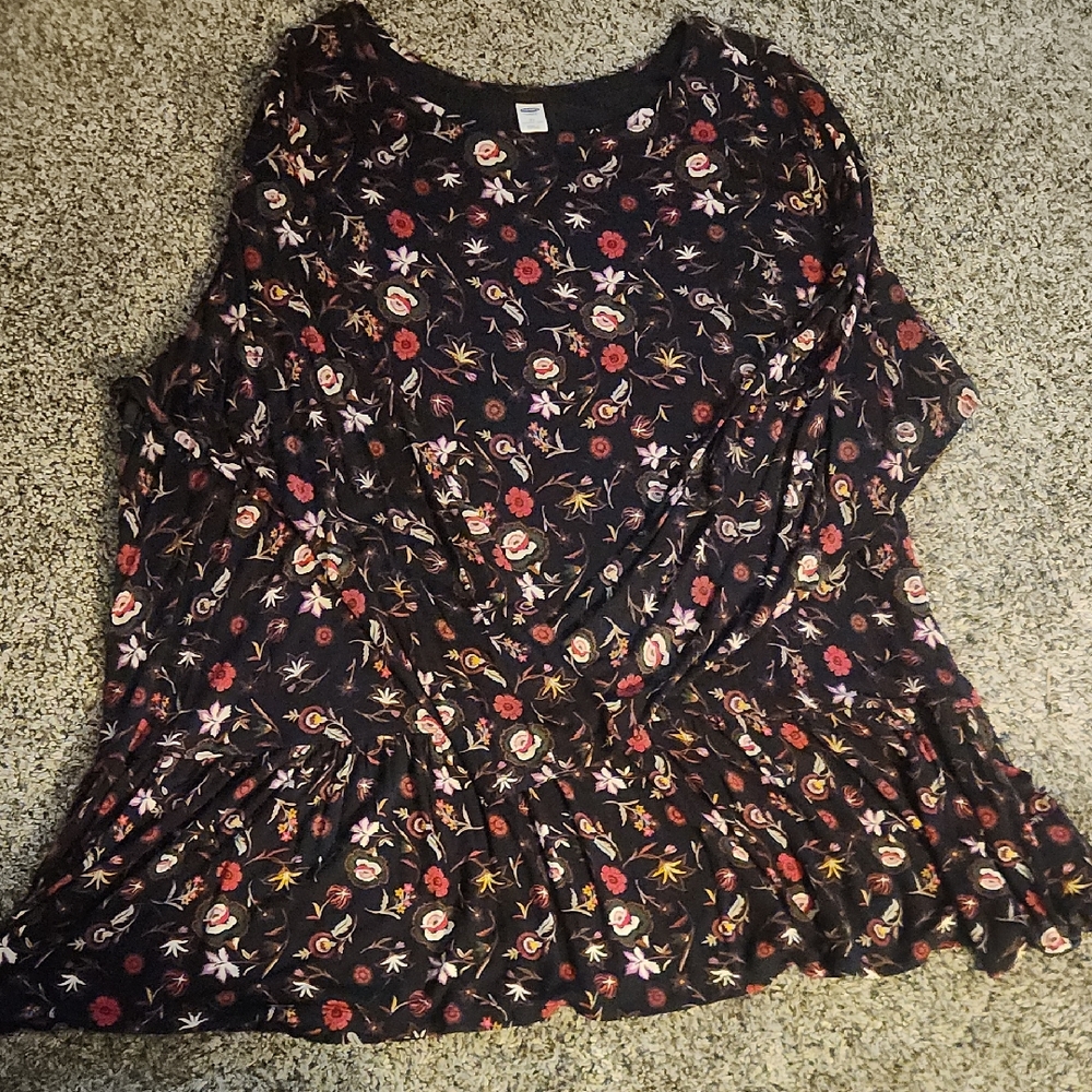 Old Navy Black Floral Blouse